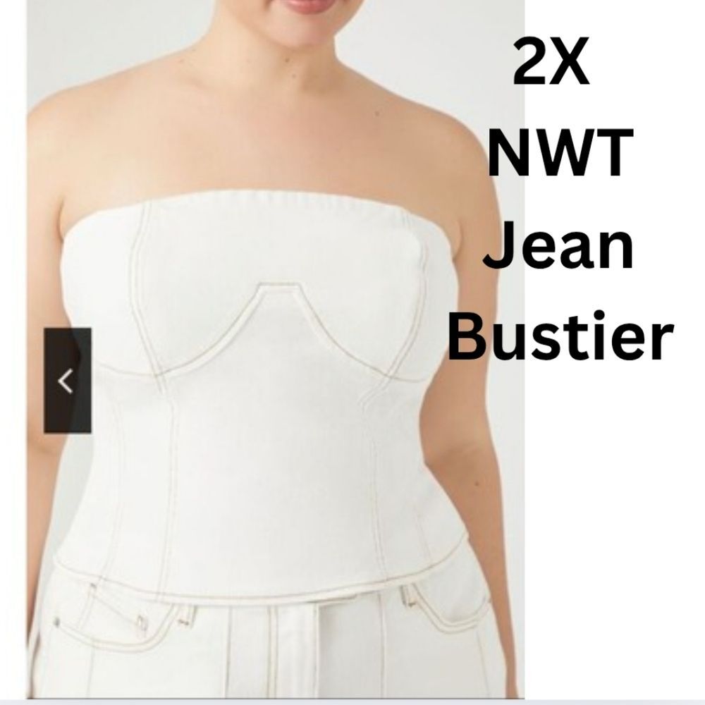 NWT Jean Bustier Top 2X Stretch Summer Spring White V-2464